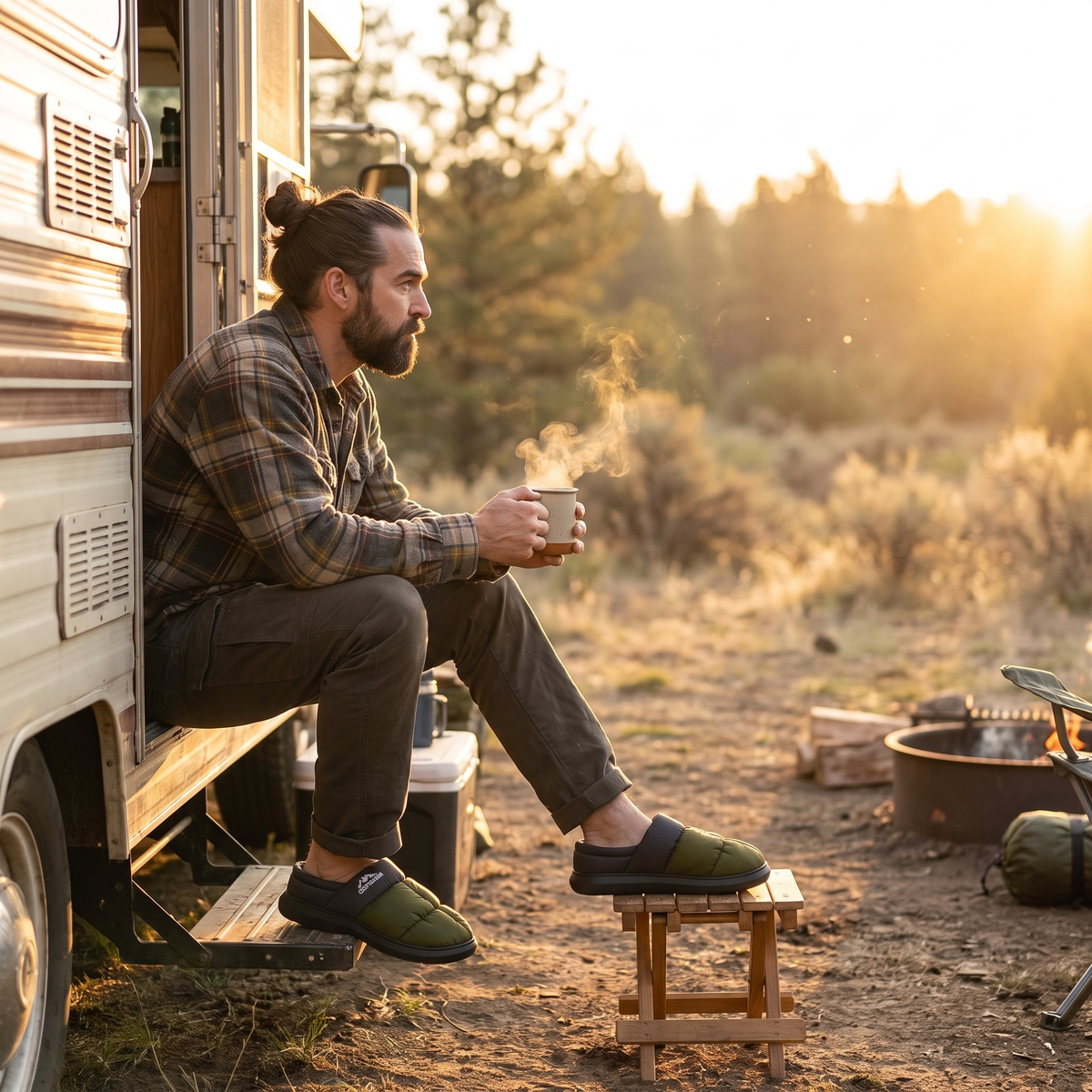 House Shoes for Camping - Fleece-Lined Closed-Back Slippers