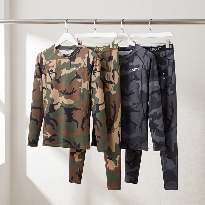 Mens Thermal Underwear Set - Woodland Camo and Dark Camo