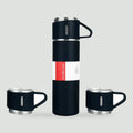 Vacuum Flask with Cups - 17 oz Insulated Stainless Steel Coffee Flask Set