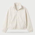 Women's Sherpa Fleece - High Collar Full Zip Jacket with Pockets