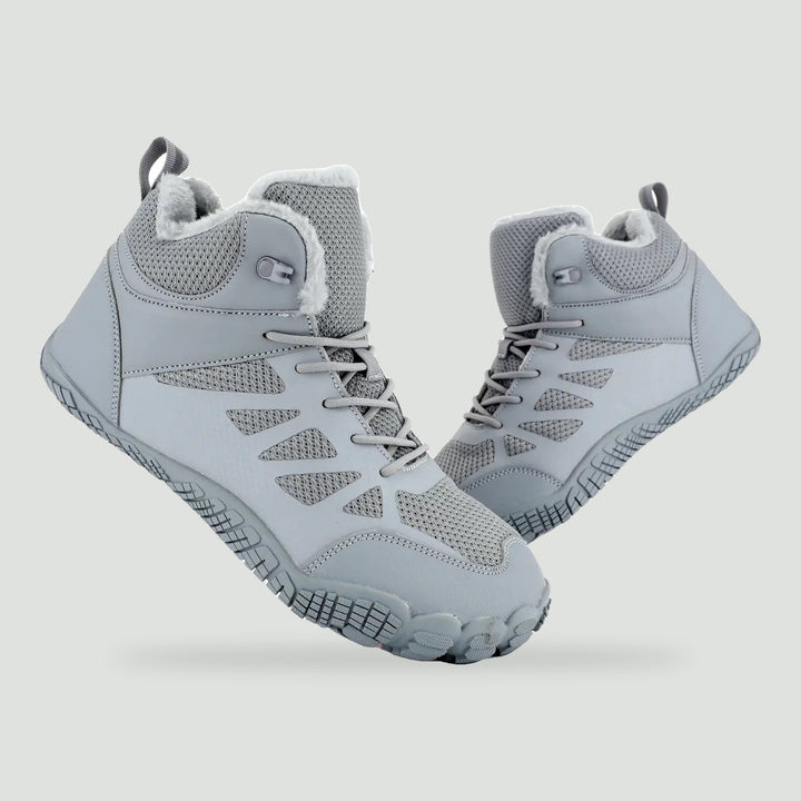 Barefoot winter boots in Gray with fleece collar and wide toe box