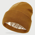 Satin Lined Beanie - Cuffed Rib Knit Winter Hat for Women and Men
