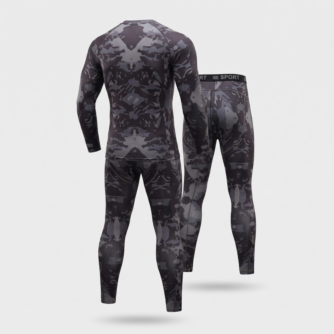 Mens Thermal Underwear Set - Dark Camo - Back