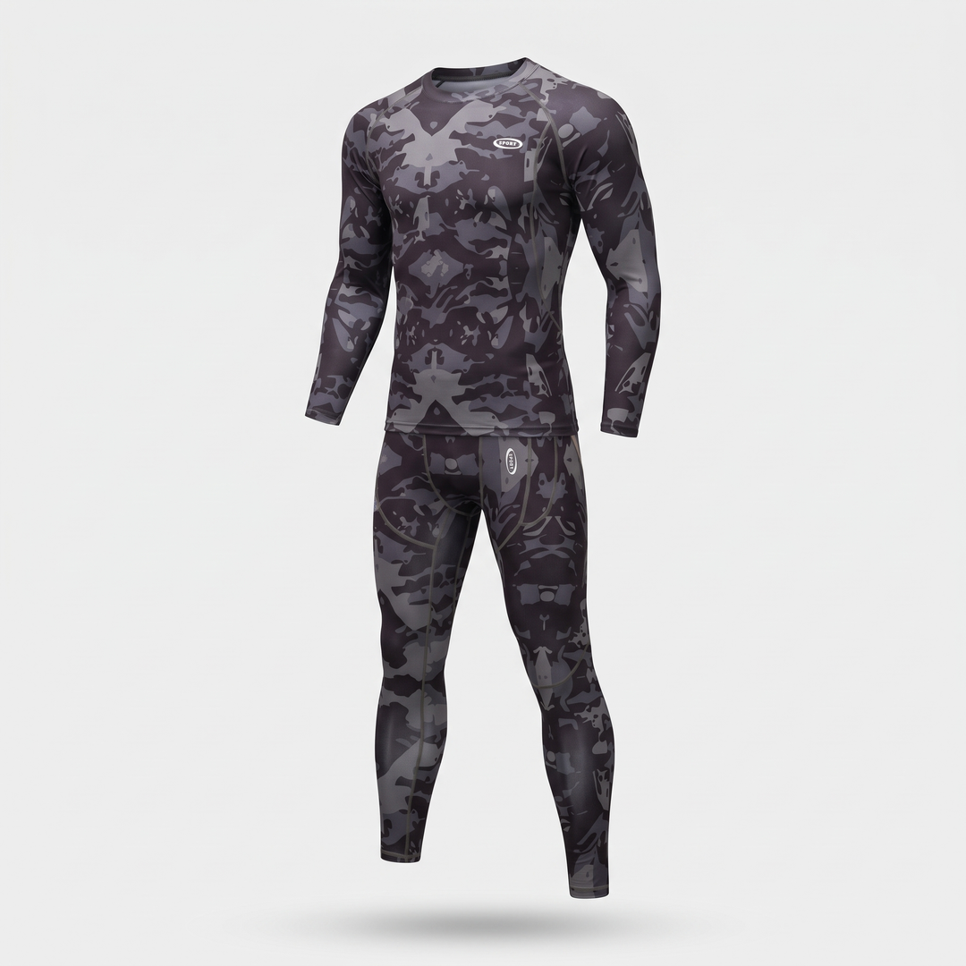 Mens Thermal Underwear Set - Dark Camo - Front