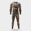 Mens Thermal Underwear Set - Camo Compression Base Layer Top and Pants