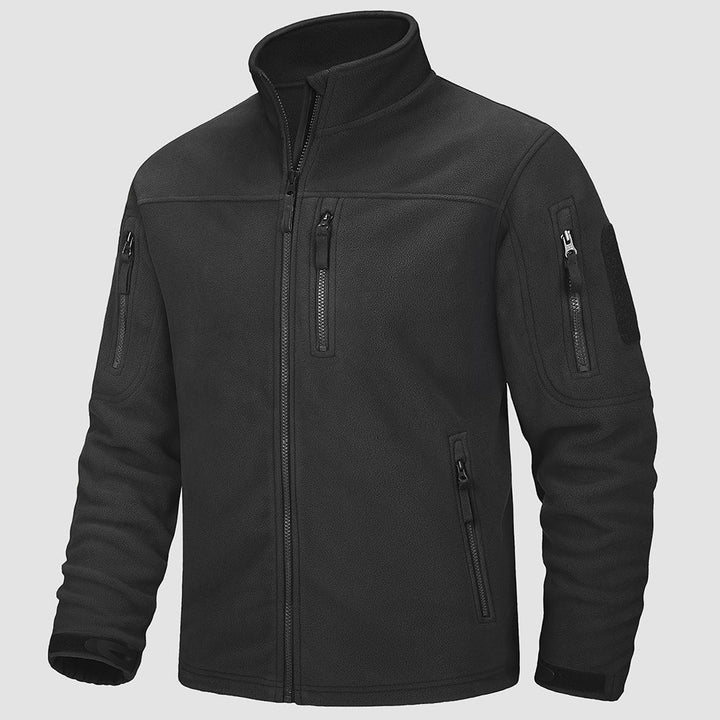 Men's tactical fleece jacket in Black, front view