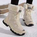 Snow Boots for Women - Faux Fur Cuff Lace Up Winter Boots with Lug Sole