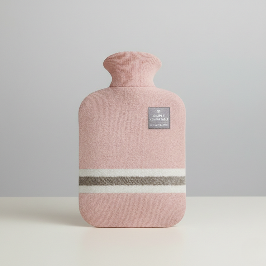 Hot water bottle with knit cover in Light Pink