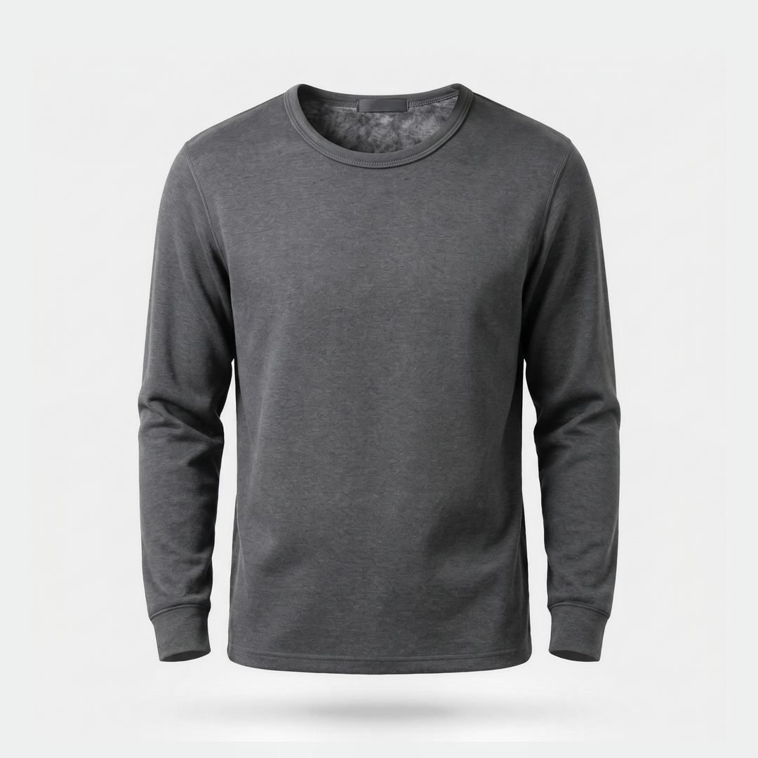 Men's fleece lined thermal shirt in Dark Gray, front view