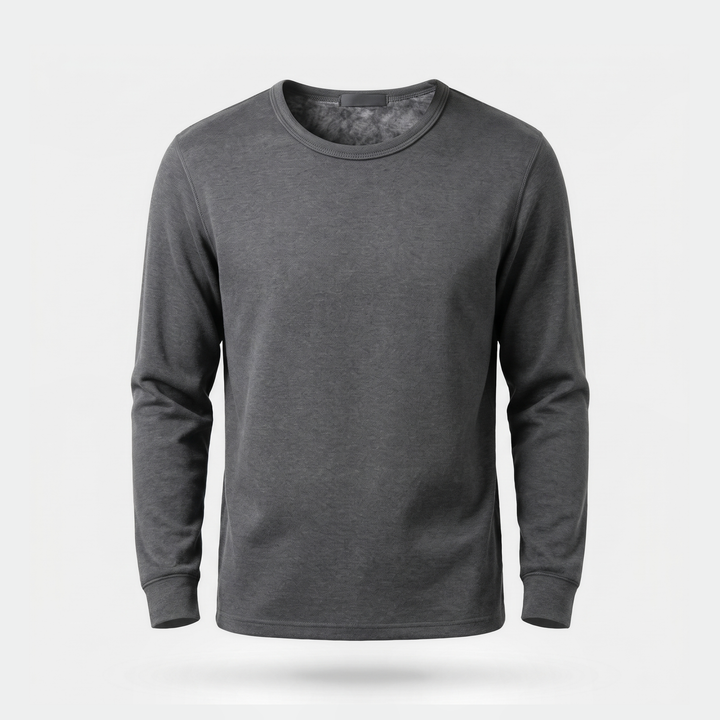 Men's fleece lined thermal shirt in Dark Gray, front view