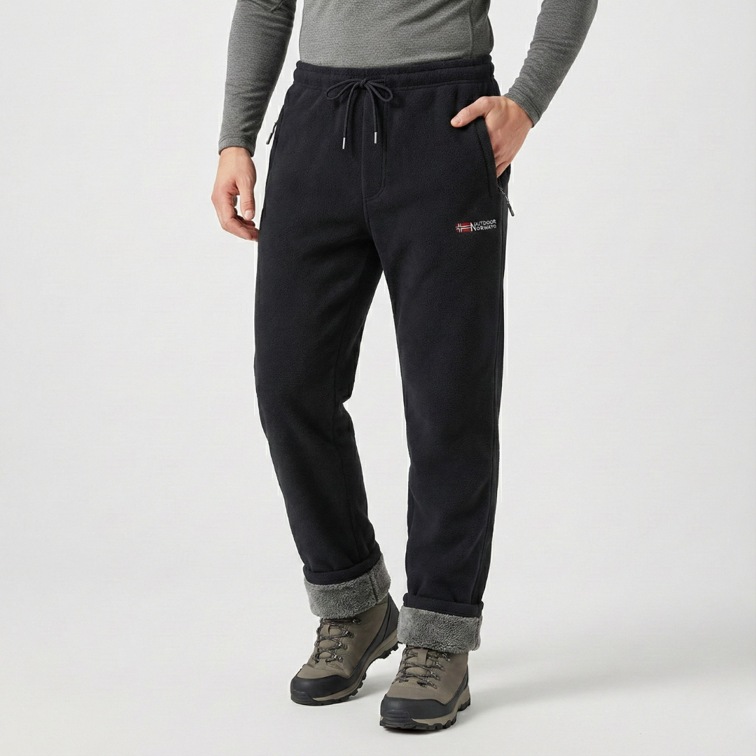 Fleece lined pants in Black