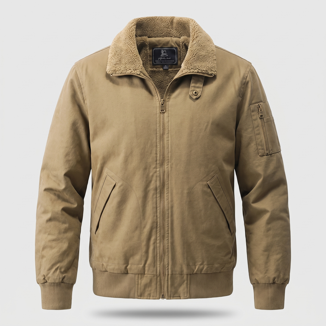 Men's Sherpa Bomber Jacket - Fleece Lined Winter Coat