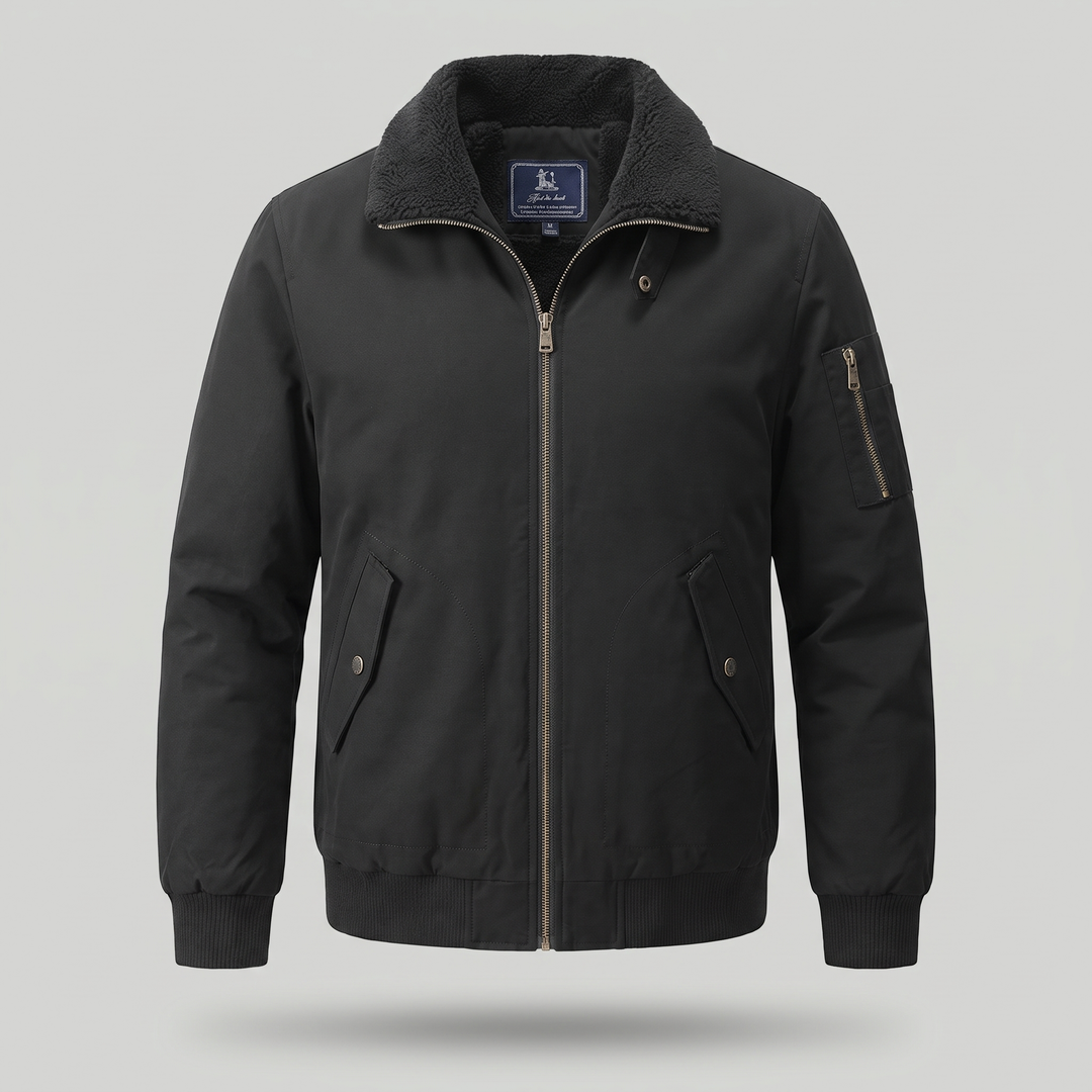 Men's Sherpa Bomber Jacket - Fleece Lined Winter Coat