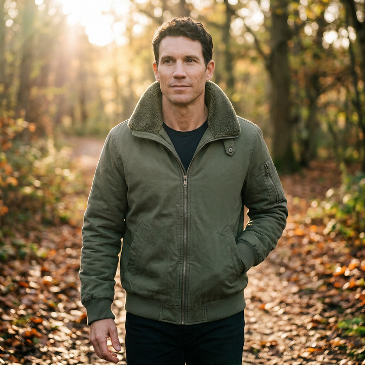 Men's Sherpa Bomber Jacket - Fleece Lined Winter Coat