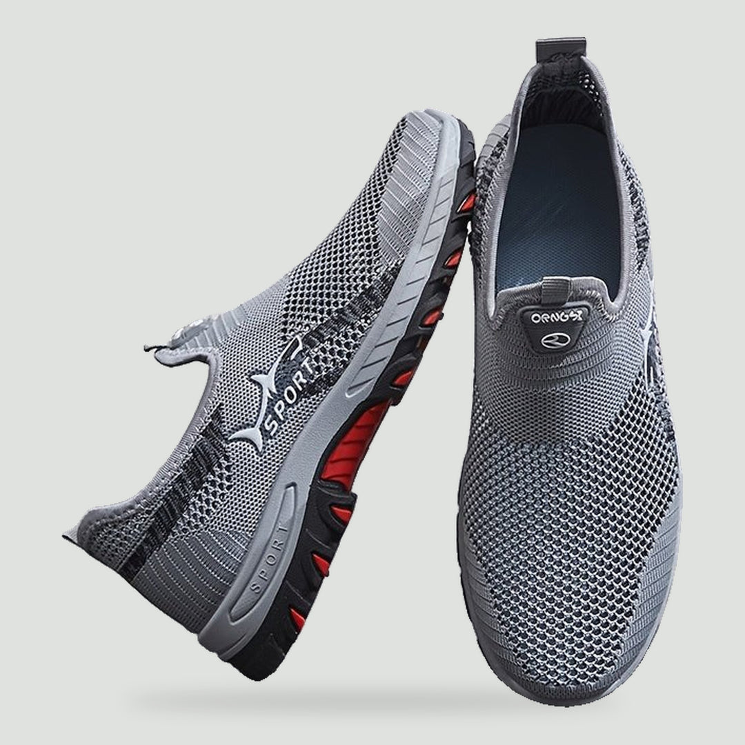 Men's slip on walking shoes in Gray, breathable mesh with grip sole