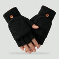 USB Heated Gloves - Convertible Fingerless Mittens with Flip Top Cover