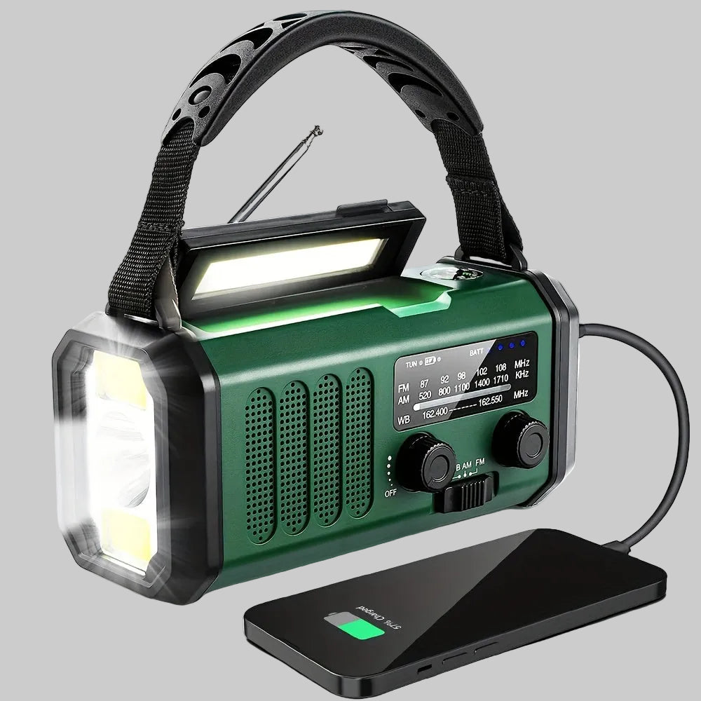 Emergency Radio with Solar & Hand Crank – 10000 mAh Power Bank