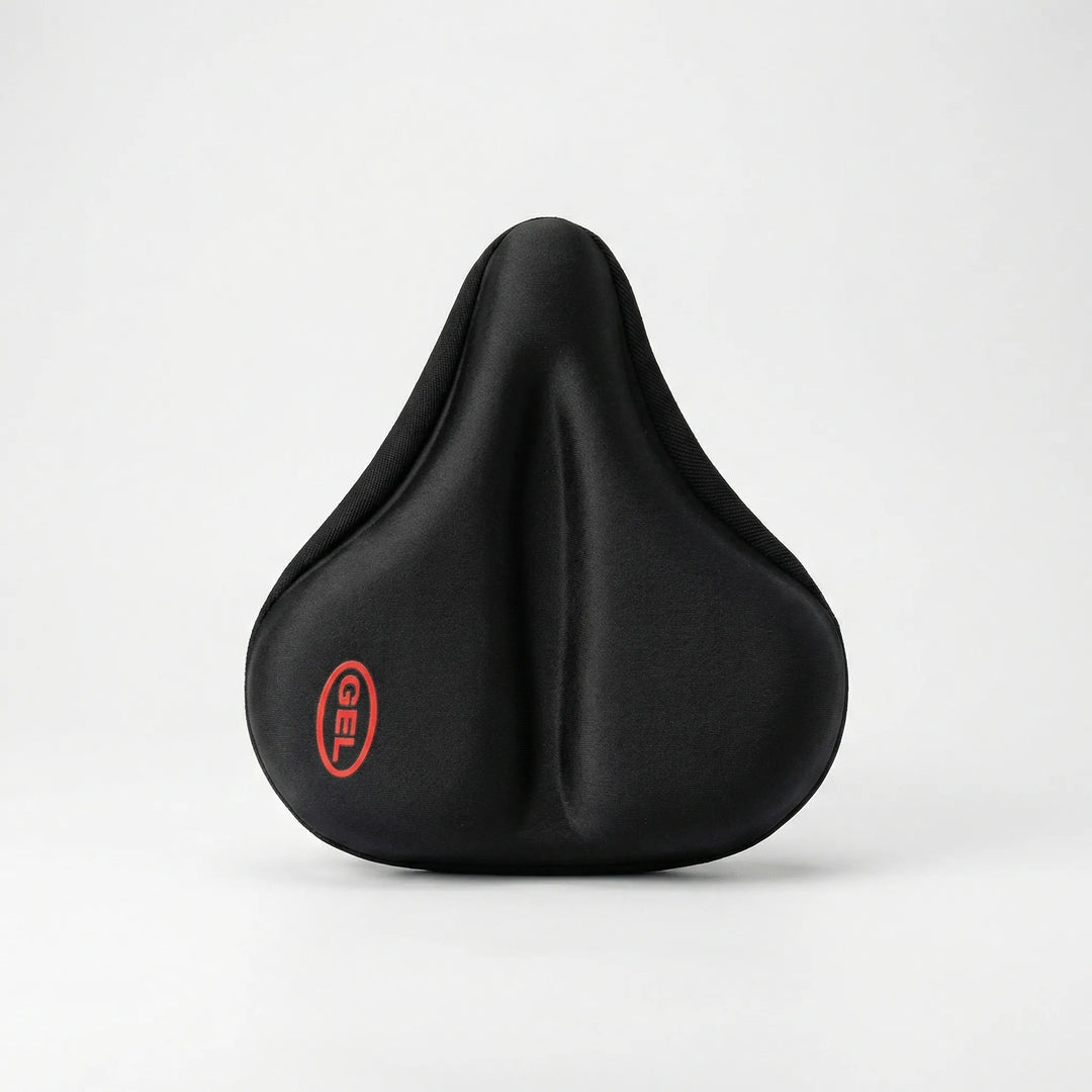 Padded bike seat cover in Black, top view