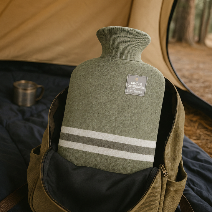 Hot water bottle in a backpack