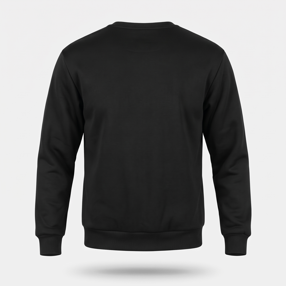 Men's crewneck sweatshirt in Black, back view