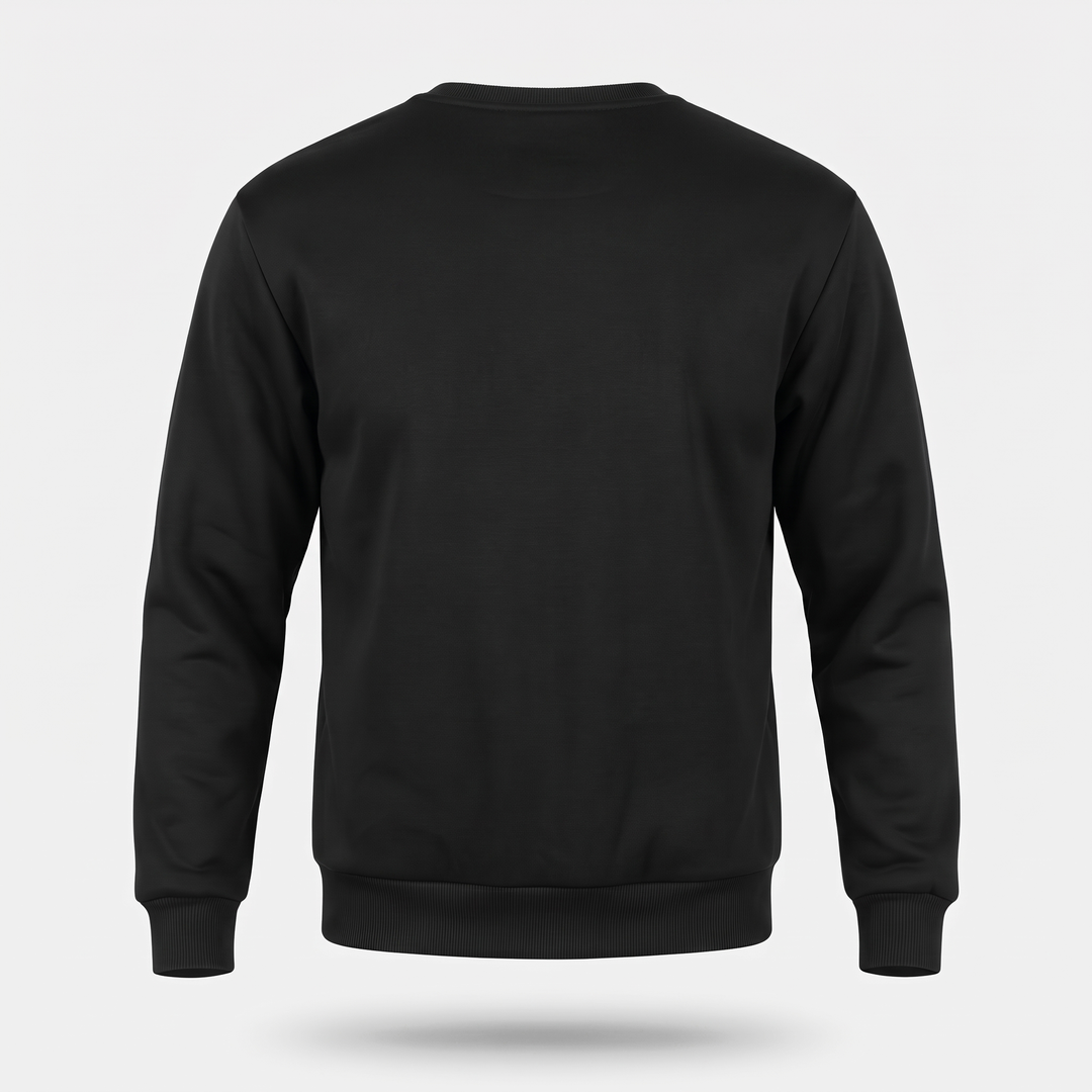 Men's crewneck sweatshirt in Black, back view