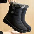 Women's Faux Fur Lined Boots - Water-Resistant Snow Boots with Strap
