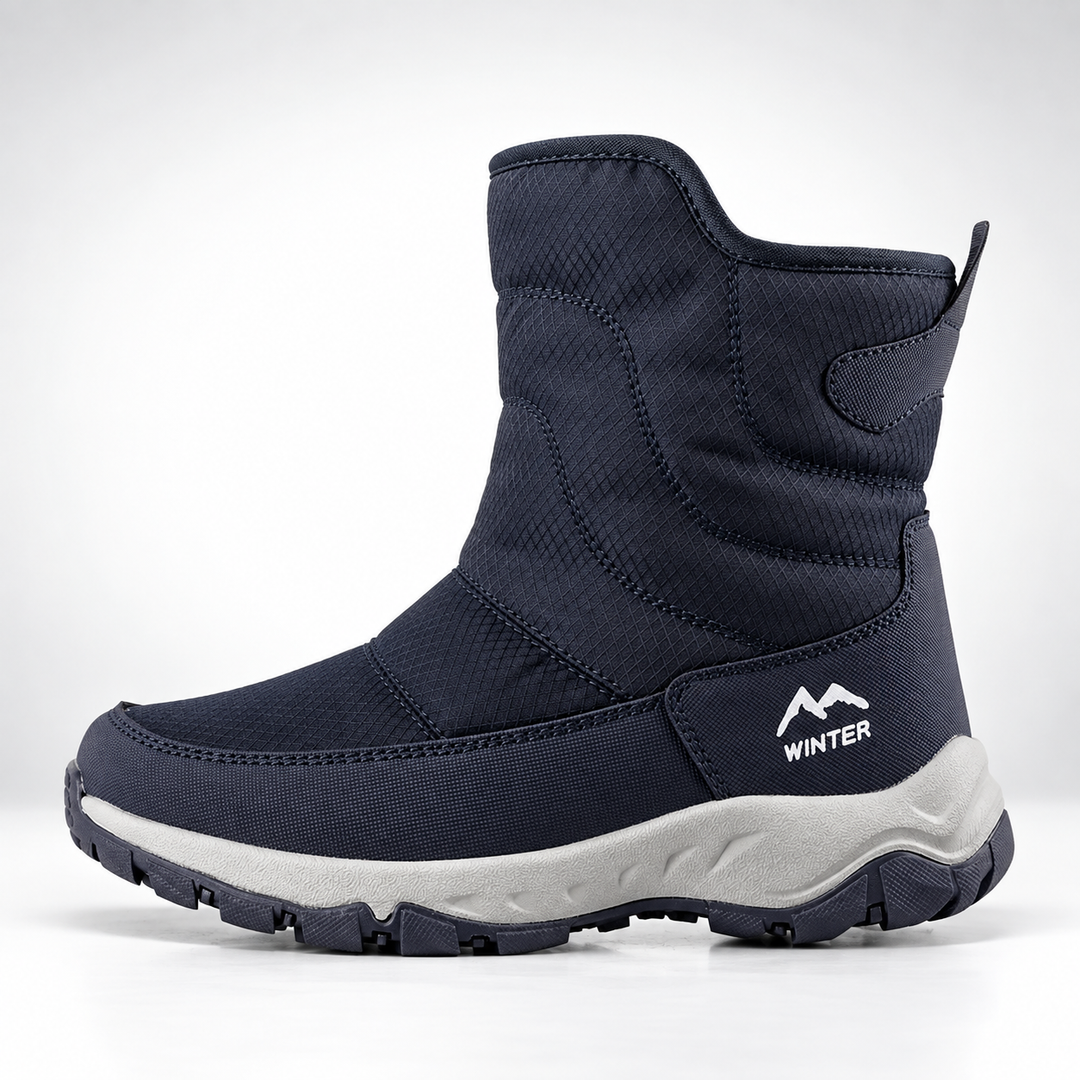 Men's winter boots in Navy, side view