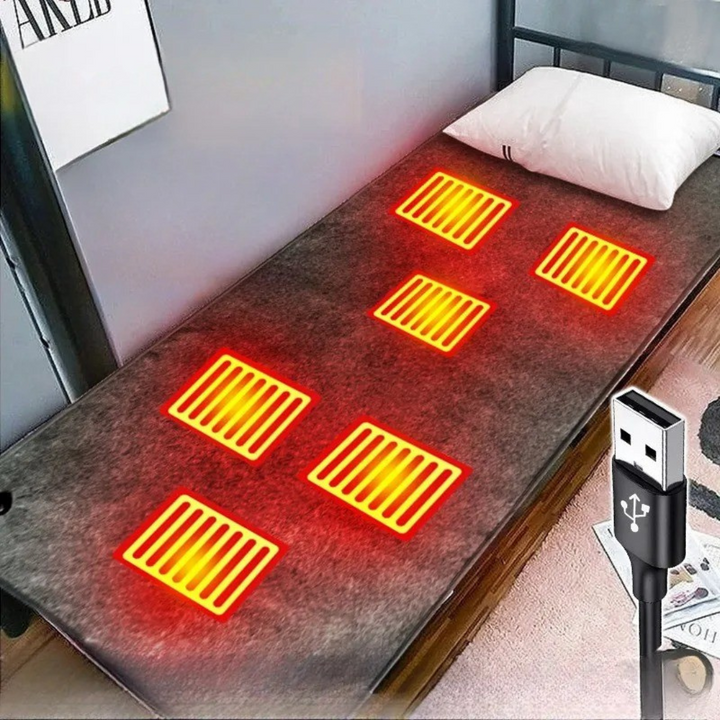 USB heated blanket showing its six heat zones