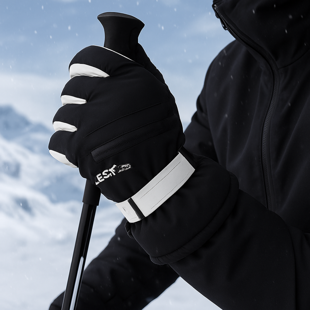 Ski gloves on the slopes