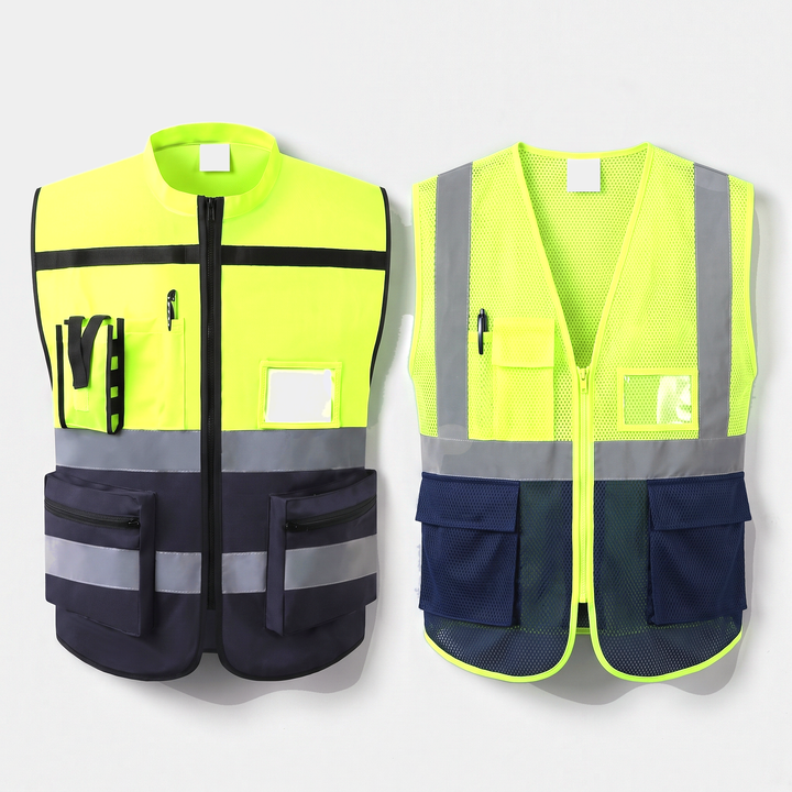 The solid body vest beside the open mesh body vest