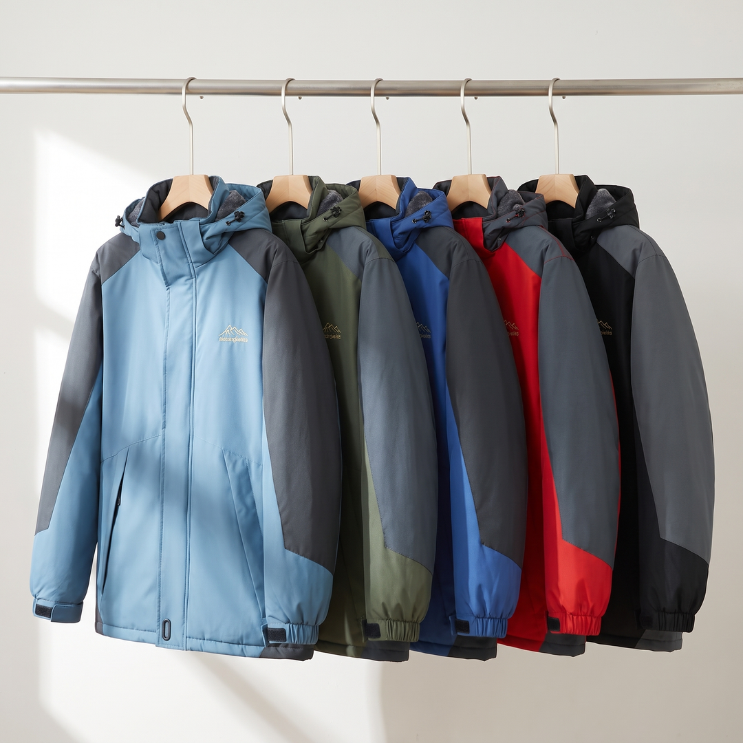 Men's fleece lined winter jacket in Sky Blue, Fern Green, Blue, Red and Black