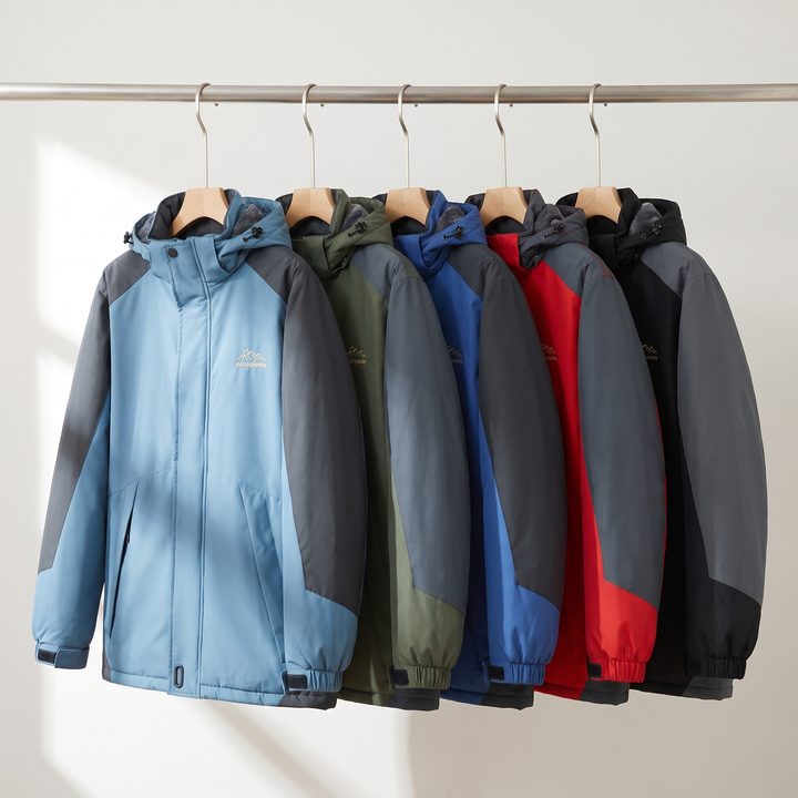 Men's fleece lined winter jacket in Sky Blue, Fern Green, Blue, Red and Black