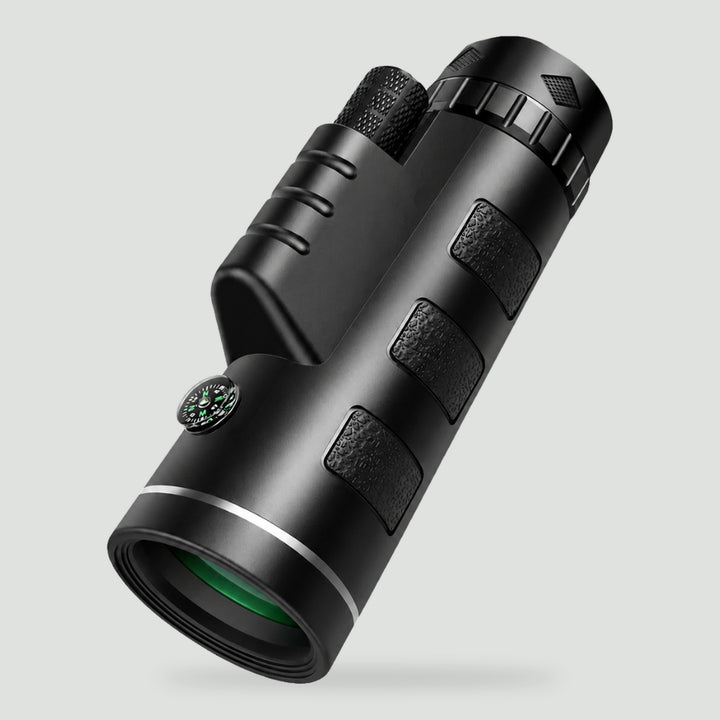 Compact monocular telescope with compass, side view