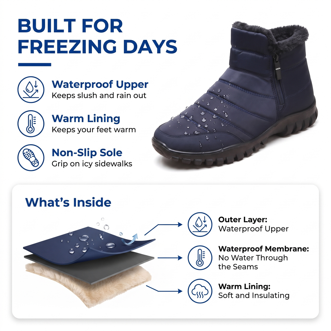 Waterproof upper, membrane and warm lining of the men's winter boots