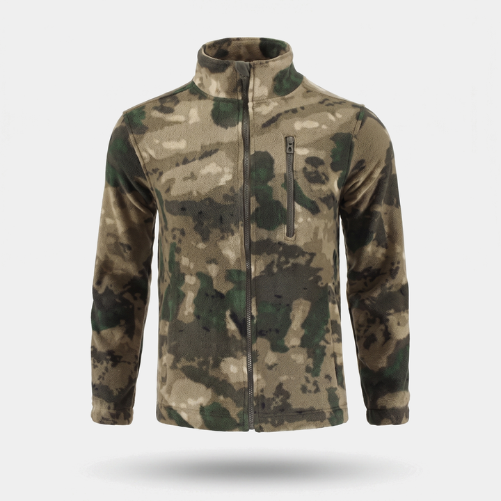 Men's fleece jacket in field green camo front view
