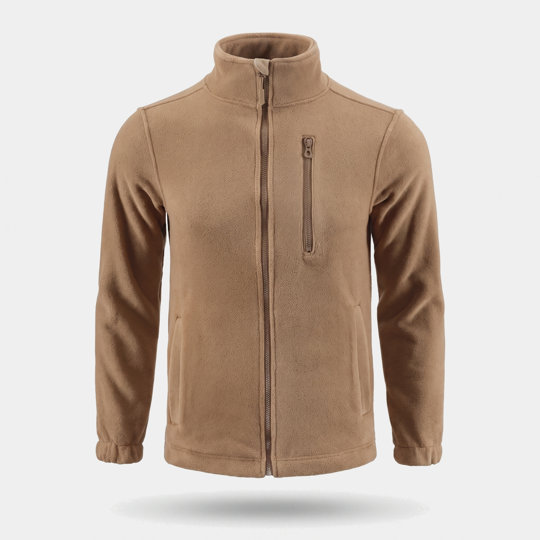 Men's fleece jacket in khaki front view