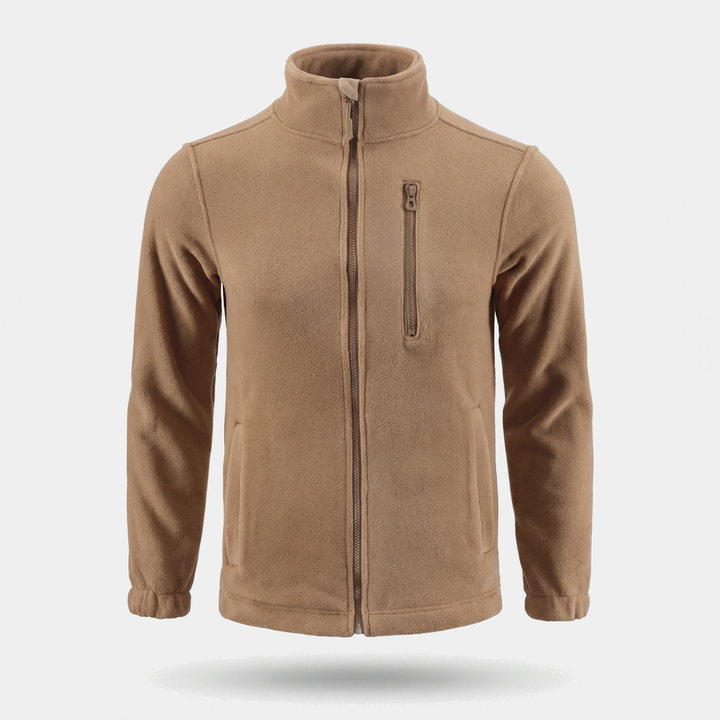 Men's fleece jacket in khaki front view