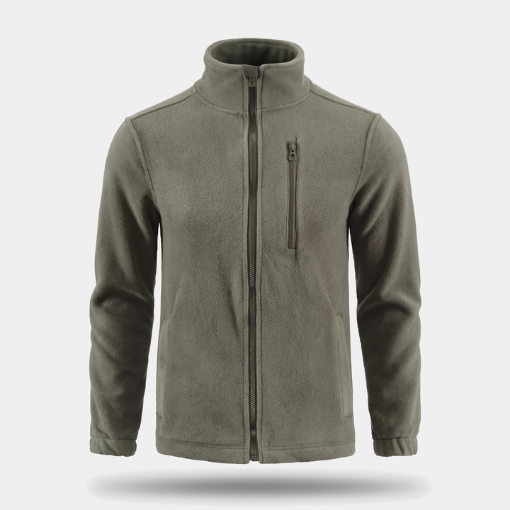 Men's fleece jacket in army green front view
