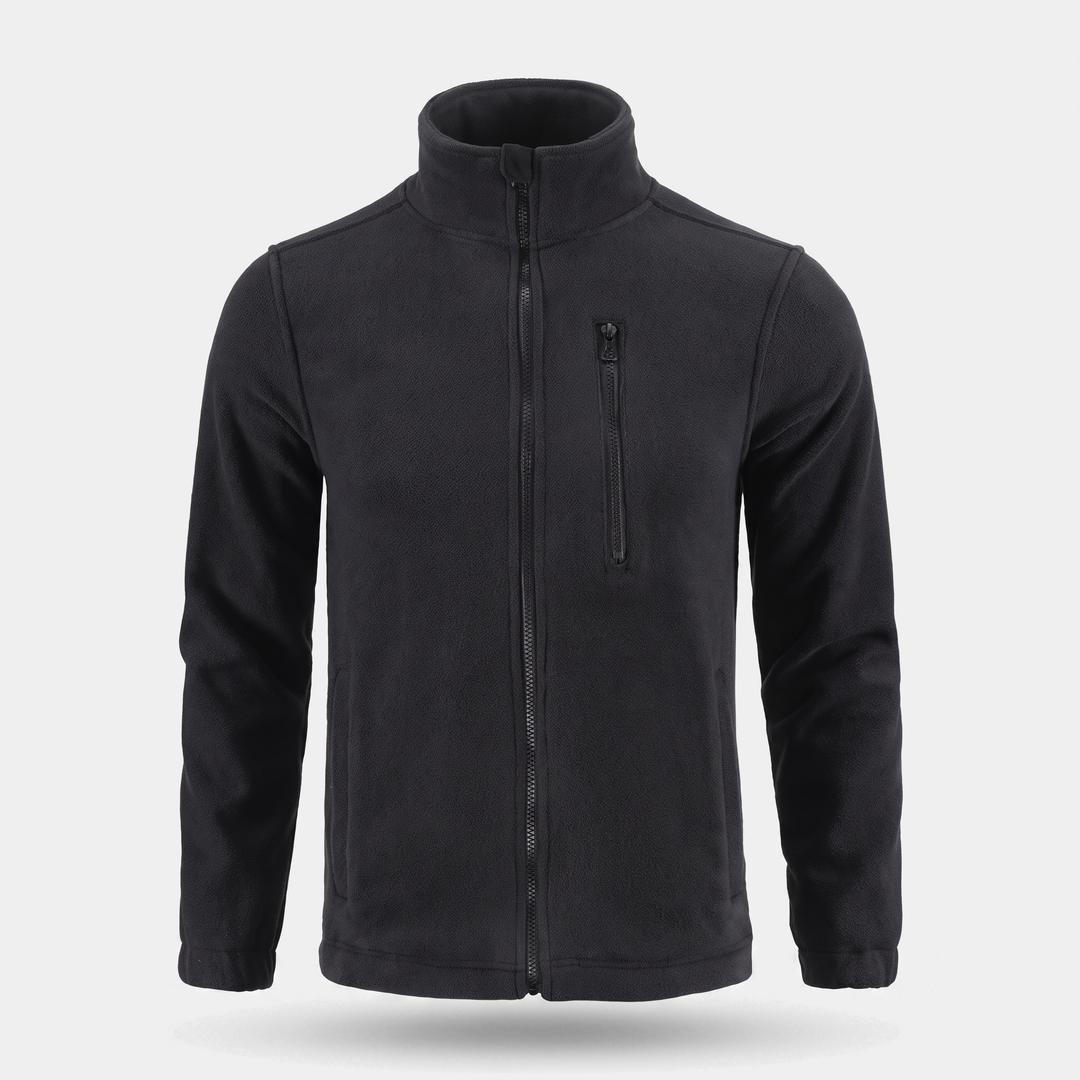 Men's fleece jacket in black front view