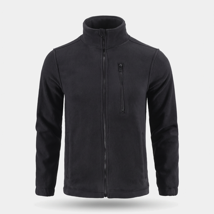 Men's fleece jacket in black front view