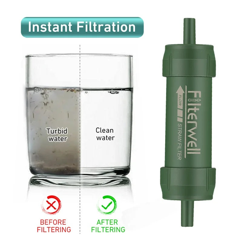 Water filter straw before and after filtering