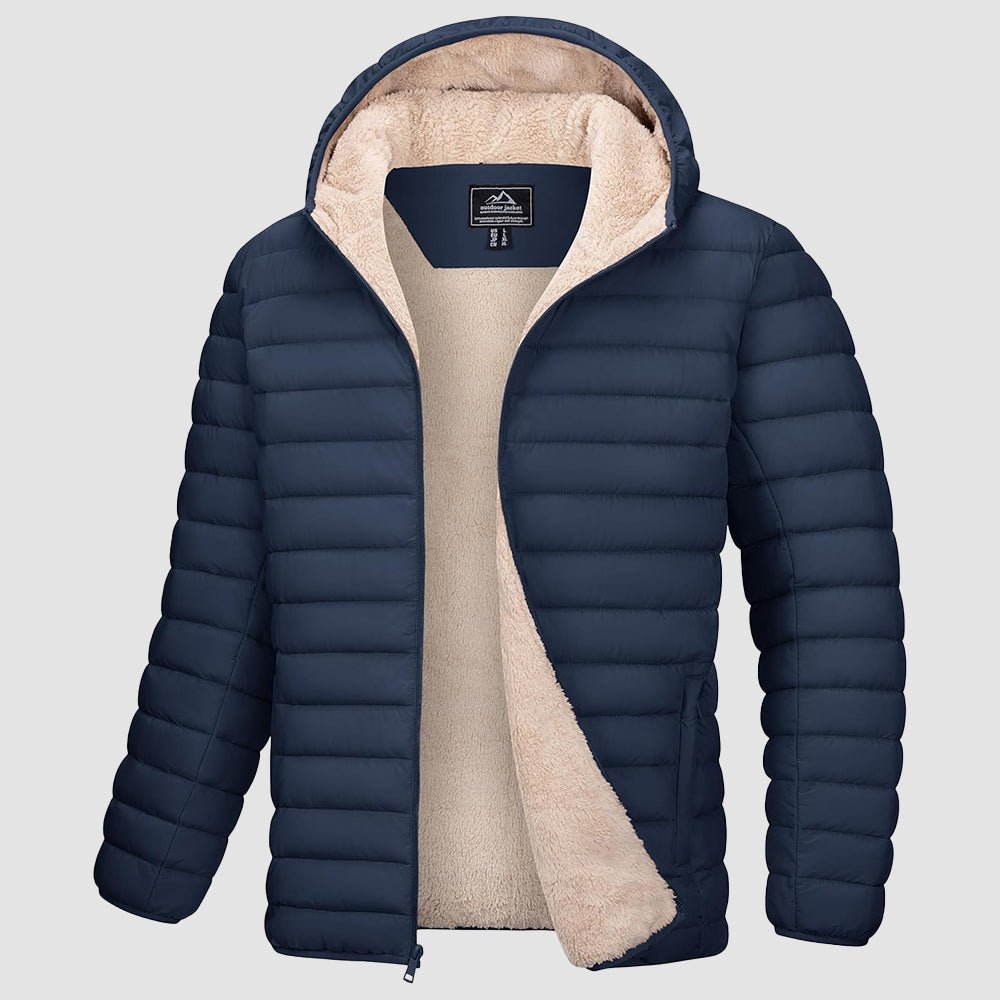 Men's quilted jacket in Navy, front view