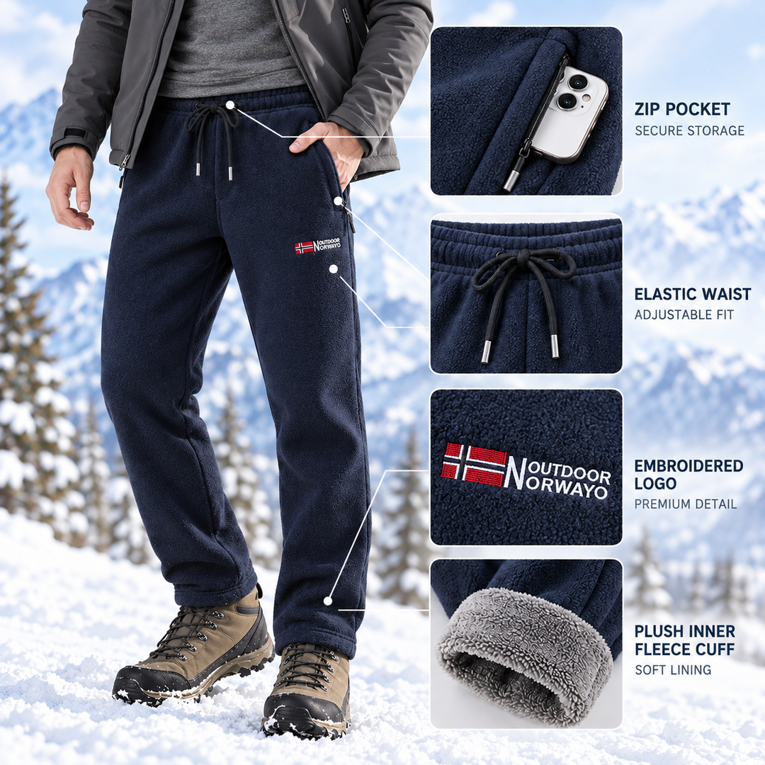 Zip pocket, elastic waist and fleece cuffs