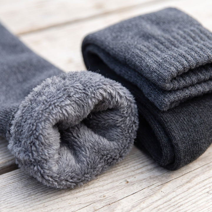 Close-up of the soft plush lining inside the thermal sock