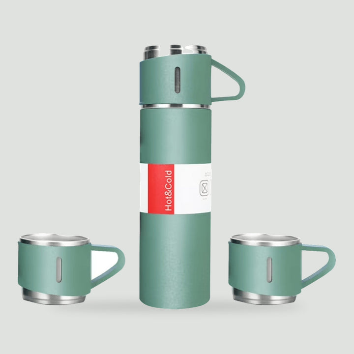 Vacuum flask with cups in Sage Green