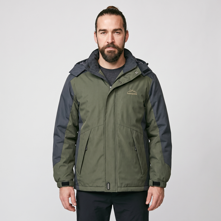 Man wearing the men's winter jacket in Fern Green