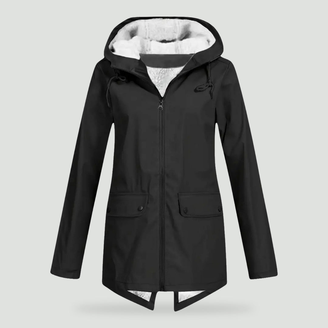 Fleece lined raincoat in Black