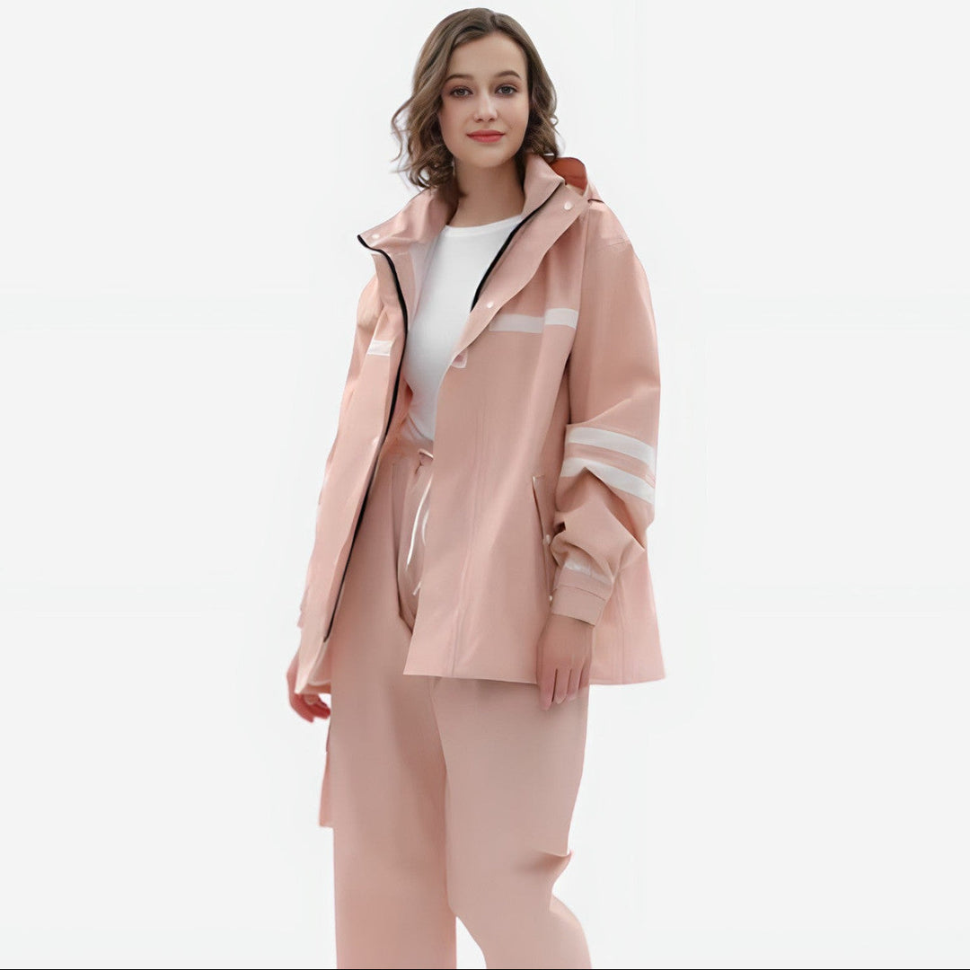 Women's rain suit with hooded jacket and rain pants in Blush