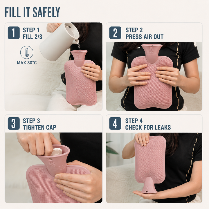 How to fill the hot water bottle safely