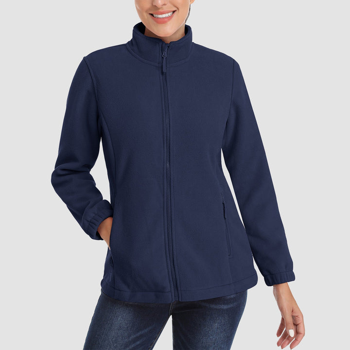 Women's fleece jacket in Navy, front view